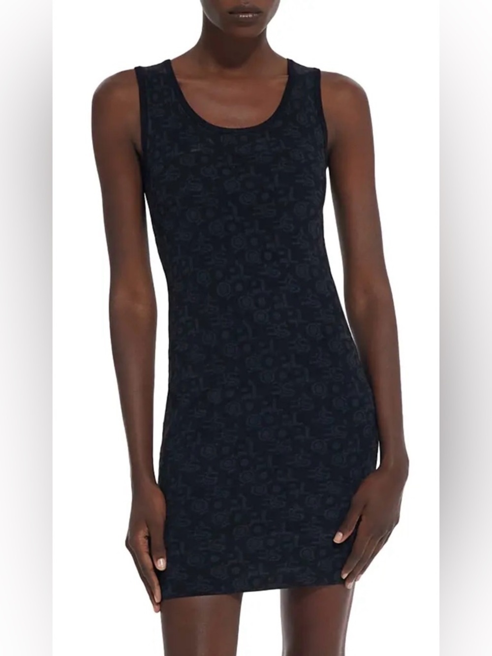 The Kooples Monogram Bodycon Mini Dress Sleeveless Size Large NWT